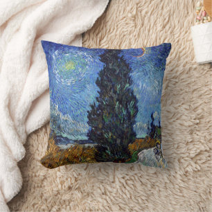 Van Gogh Road With Cypresses Impressionism Cushion