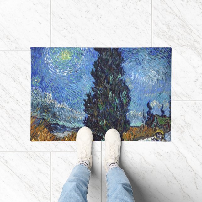 Van Gogh Road With Cypresses Impressionism Doormat (Indoor)