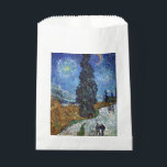 Van Gogh Road With Cypresses Impressionism Favour Bags<br><div class="desc">Vincent Van Gogh Road With Cypresses "Road With Cypresses" by Vincent Van Gogh is a wonderful impressionistic painting by one of the master artists of all time. The road is swirling with colour and emotion, as the green cypress trees wave to the swirling blue Sky with what looks like a...</div>