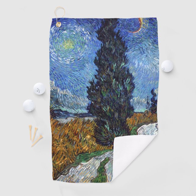Van Gogh Road With Cypresses Impressionism Golf Towel (InSitu)