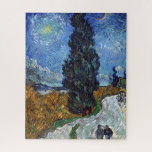 Van Gogh Road With Cypresses Impressionism Jigsaw Puzzle<br><div class="desc">Vincent Van Gogh Road With Cypresses "Road With Cypresses" by Vincent Van Gogh is a wonderful impressionistic painting by one of the master artists of all time. The road is swirling with color and emotion, as the green cypress trees wave to the swirling blue Sky with what looks like a...</div>