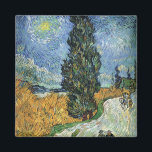 Van Gogh Road With Cypresses Impressionism Magnet<br><div class="desc">Vincent Van Gogh Road With Cypresses "Road With Cypresses" by Vincent Van Gogh is a wonderful impressionistic painting by one of the master artists of all time. The road is swirling with colour and emotion, as the green cypress trees wave to the swirling blue Sky with what looks like a...</div>