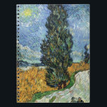 Van Gogh Road With Cypresses Impressionism Notebook<br><div class="desc">Vincent Van Gogh Road With Cypresses "Road With Cypresses" by Vincent Van Gogh is a wonderful impressionistic painting by one of the master artists of all time. The road is swirling with colour and emotion, as the green cypress trees wave to the swirling blue Sky with what looks like a...</div>