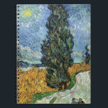 Van Gogh Road With Cypresses Impressionism Notebook<br><div class="desc">Vincent Van Gogh Road With Cypresses "Road With Cypresses" by Vincent Van Gogh is a wonderful impressionistic painting by one of the master artists of all time. The road is swirling with colour and emotion, as the green cypress trees wave to the swirling blue Sky with what looks like a...</div>
