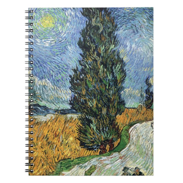 Van Gogh Road With Cypresses Impressionism Notebook (Front)