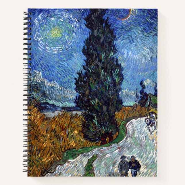 Van Gogh Road With Cypresses Impressionism Notebook (Front)