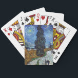 Van Gogh Road With Cypresses Impressionism Playing Cards<br><div class="desc">Vincent Van Gogh Road With Cypresses "Road With Cypresses" by Vincent Van Gogh is a wonderful impressionistic painting by one of the master artists of all time. The road is swirling with colour and emotion, as the green cypress trees wave to the swirling blue Sky with what looks like a...</div>