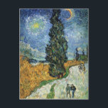 Van Gogh Road With Cypresses Postcard<br><div class="desc">Vincent Van Gogh Road with Cypresses postcard. Oil painting on canvas from 1890. Road with Cypresses is an enchanting landscape completed by Van Gogh at Saint-remy-blanzy. The vibrant use of slithering blues and greens imbues the painting with an almost underwater quality. A great gift for fans of country landscapes, post-impressionism,...</div>