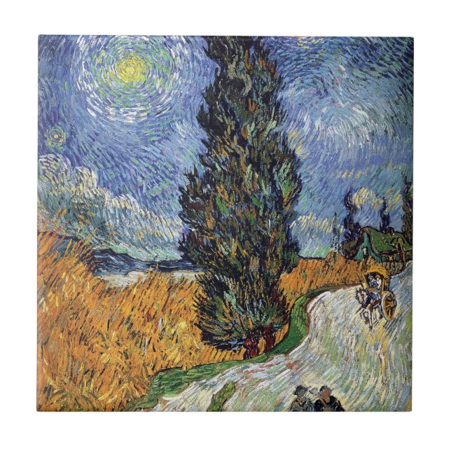 Van Gogh - Road With Cypresses Tile (Front)