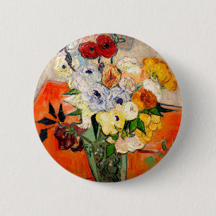 Van Gogh Roses and Anemones 6 Cm Round Badge