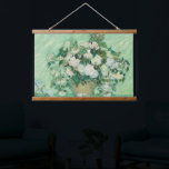 Van Gogh Roses Art Famous Wood Wall Hanging Tapestry<br><div class="desc">Vincent Van Gogh,  Roses,  1890. Old famous painting with white flowers on a jar and a green tone in a postimpressionist style. Printed on a wood-framed wall-hanging tapestry. CCO license,  public domain art.</div>