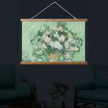 Van Gogh Roses Art Famous Wood Wall Hanging Tapestry<br><div class="desc">Vincent Van Gogh,  Roses,  1890. Old famous painting with white flowers on a jar and a green tone in a postimpressionist style. Printed on a wood-framed wall-hanging tapestry. CCO license,  public domain art.</div>