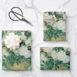 Van Gogh Roses Famous Old Art Wrapping Paper Sheet<br><div class="desc">Vincent Van Gogh,  Roses,  1890. Printed on wrapping paper,  ideal for bouquets and gift wrapping.Old famous painting with white flowers on a jar and a green tone in a postimpressionist style. CCO license,  public domain art.</div>