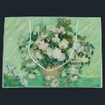 Van Gogh Roses Green White Large Gift Bag<br><div class="desc">Vincent Van Gogh,  Roses,  1890. Printed on a gift bag. Old famous painting with white flowers on a jar and a green tone in a postimpressionist style. CCO license,  public domain art.</div>