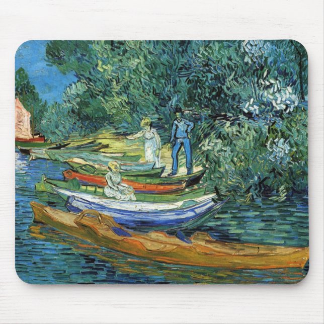 Van Gogh Rowing Boats on the Banks of the Oise Mouse Pad (Front)