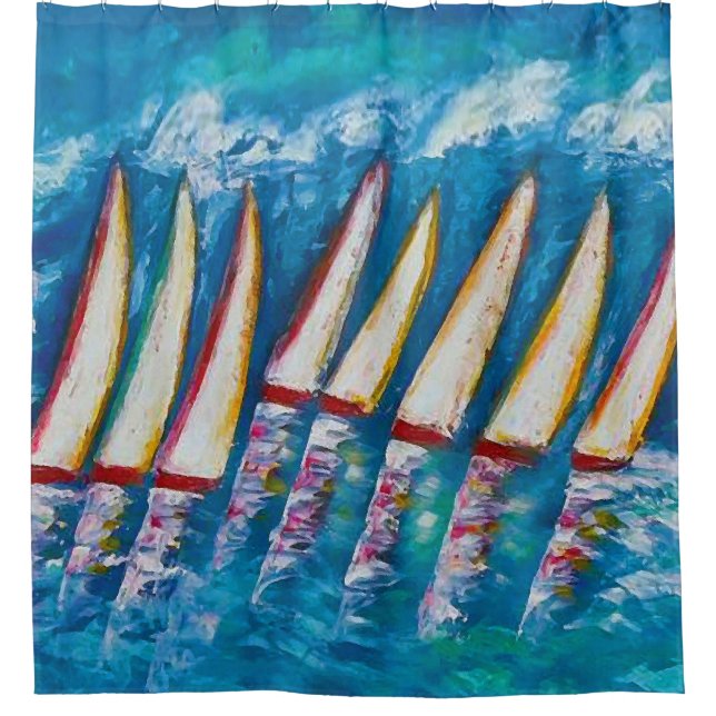 Van Gogh Sailing Ships (Voiliers) Shower Curtain (Front)