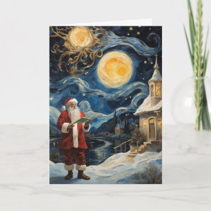 Van Gogh Santa Christmas Card   Starry Night Holid