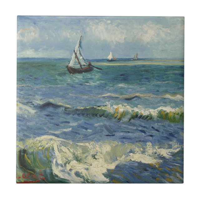 Van Gogh Seascape at Saintes Maries de la Mer Tile (Front)