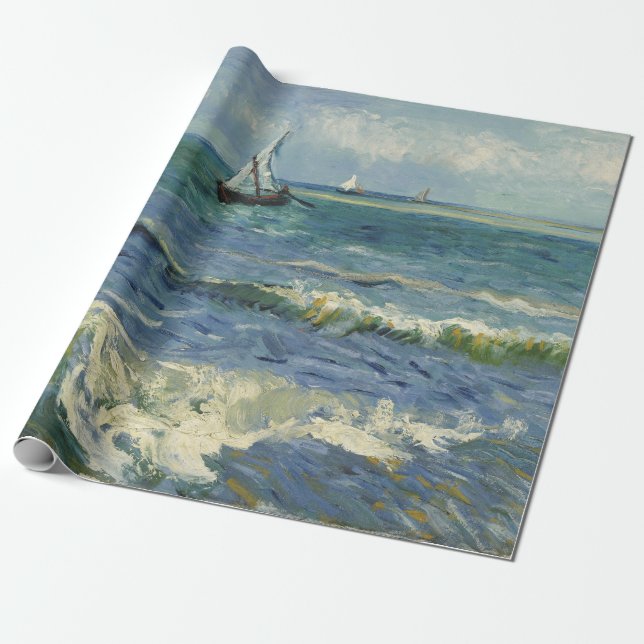 Van Gogh Seascape at Saintes Maries de la Mer Wrapping Paper (Unrolled)