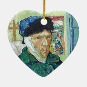 Van Gogh Self-portrait Bandaged Ear Art Painting Ceramic Tree Decoration