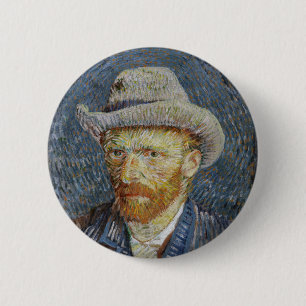 Van Gogh Self Portrait Grey Felt Hat Painting Art 6 Cm Round Badge