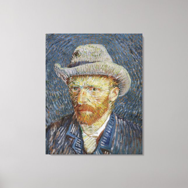 Van Gogh Self Portrait Grey Felt Hat Painting Art Canvas Print (Front)