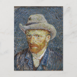Van Gogh Self Portrait Grey Felt Hat Painting Art Postcard