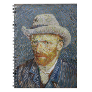 Van Gogh Self Portrait Grey Felt Hat Painting Art Spiral Notebook