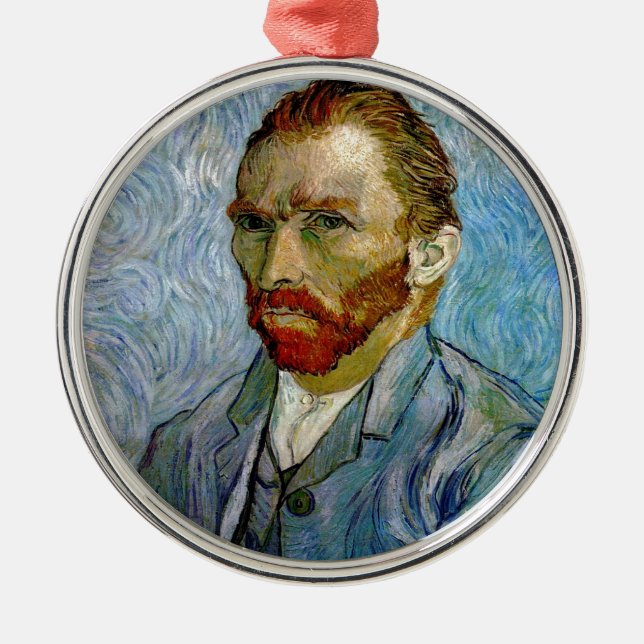 Van Gogh Self Portrait Metal Tree Decoration (Front)