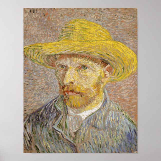 Van Gogh Self Portrait Straw Hat Poster (Front)