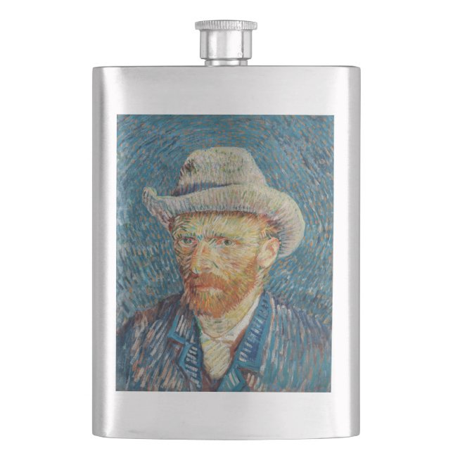 Van Gogh - Self Portrait with a Grey Felt Hat Hip Flask (Front)
