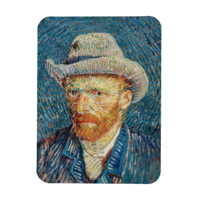Van Gogh - Self Portrait with a Grey Felt Hat Magnet (Vertical)