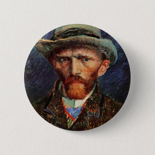Van Gogh; Self Portrait with Grey Felt Hat 6 Cm Round Badge (Front)