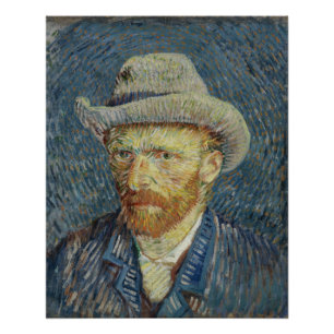 Van Gogh Self-Portrait with Grey Felt Hat Glossy Poster