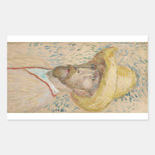 Van Gogh Self-portrait with straw hat Rectangular Sticker