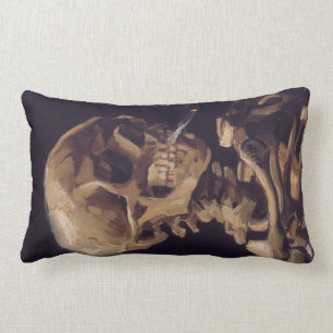 Van Gogh Skull of a Skeleton with Burning Cigarett Lumbar Cushion