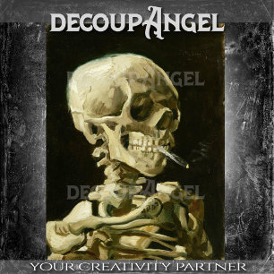 Van Gogh Skull With A Burning Cigarette Decoupage Tissue Paper