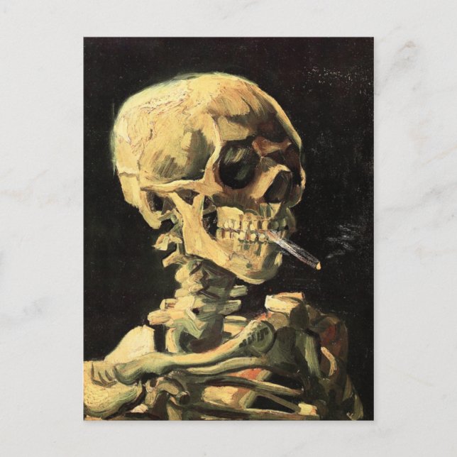 Van Gogh Skull with Burning Cigarette Postcard (Front)