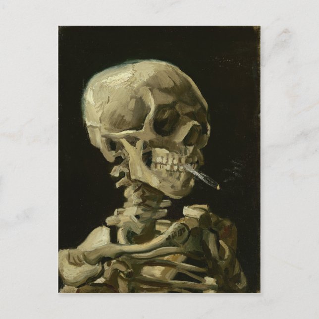 Van Gogh Skull with Burning Cigarette Postcard (Front)