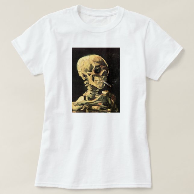 Van Gogh Skull with Burning Cigarette T-shirt (Design Front)