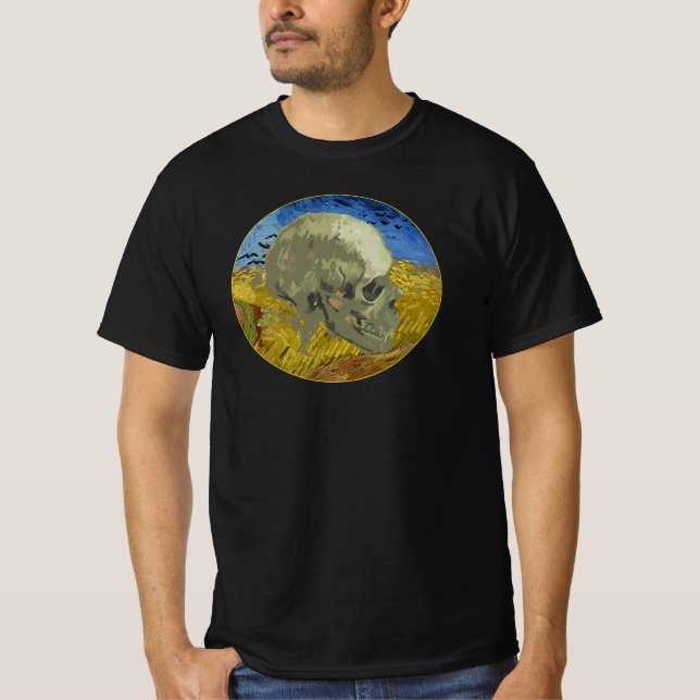 Van Gogh Skull with Crows in Wheatfield T-Shirt (Front)