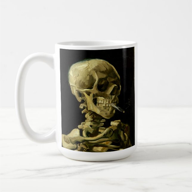 Van Gogh Smoking Skeleton Coffee Mug (Left)