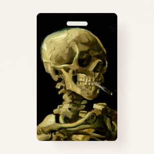 Van Gogh Smoking Skeleton ID Badge