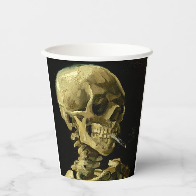 Van Gogh Smoking Skeleton Paper Cups (Front)