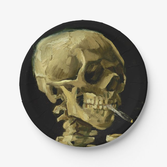 Van Gogh Smoking Skeleton Paper Plate (Front)