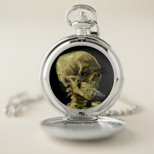 Van Gogh Smoking Skeleton Pocket Watch