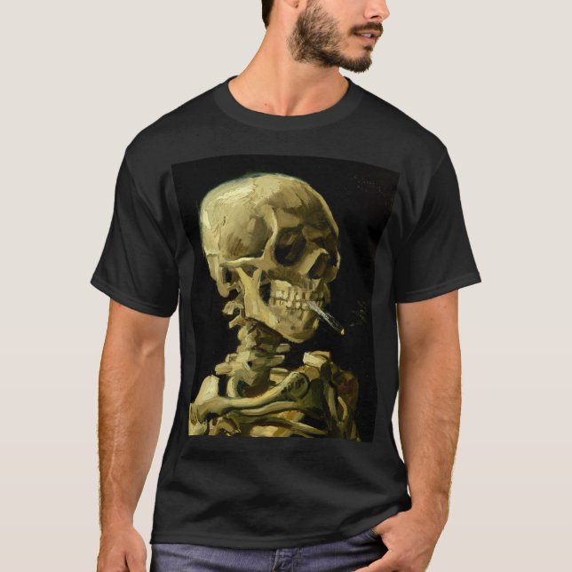 Van Gogh Smoking Skeleton T-Shirt (Front)