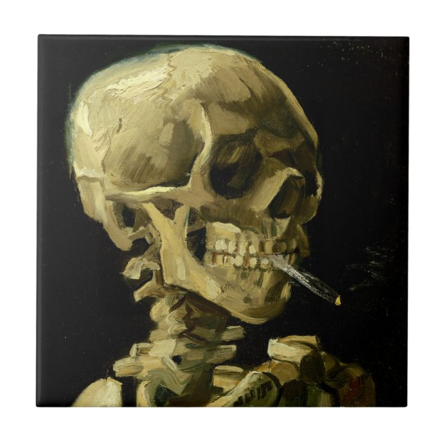 Van Gogh Smoking Skeleton Tile (Front)