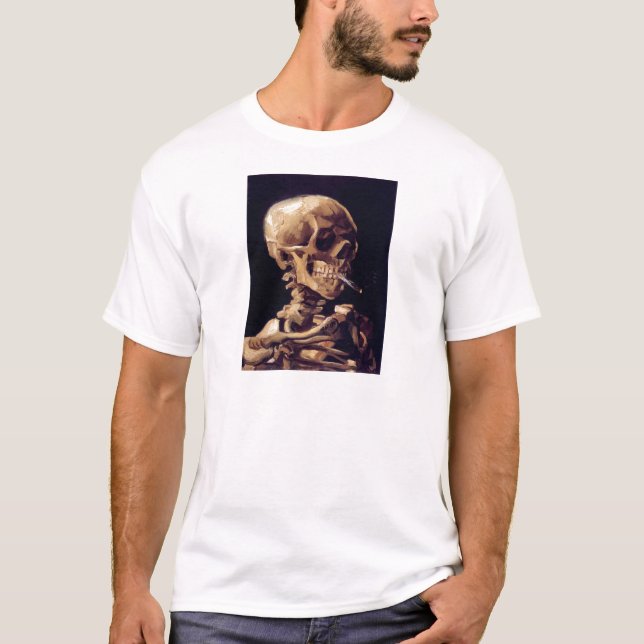 Van Gogh Smoking Skull T-Shirt (Front)