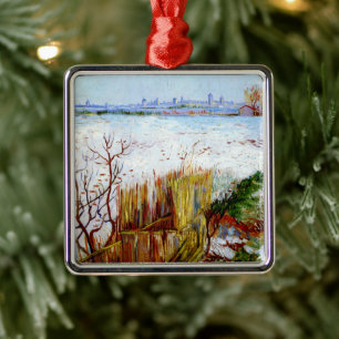 Van Gogh-Snowy Landscape with Arles in Background Metal Tree Decoration